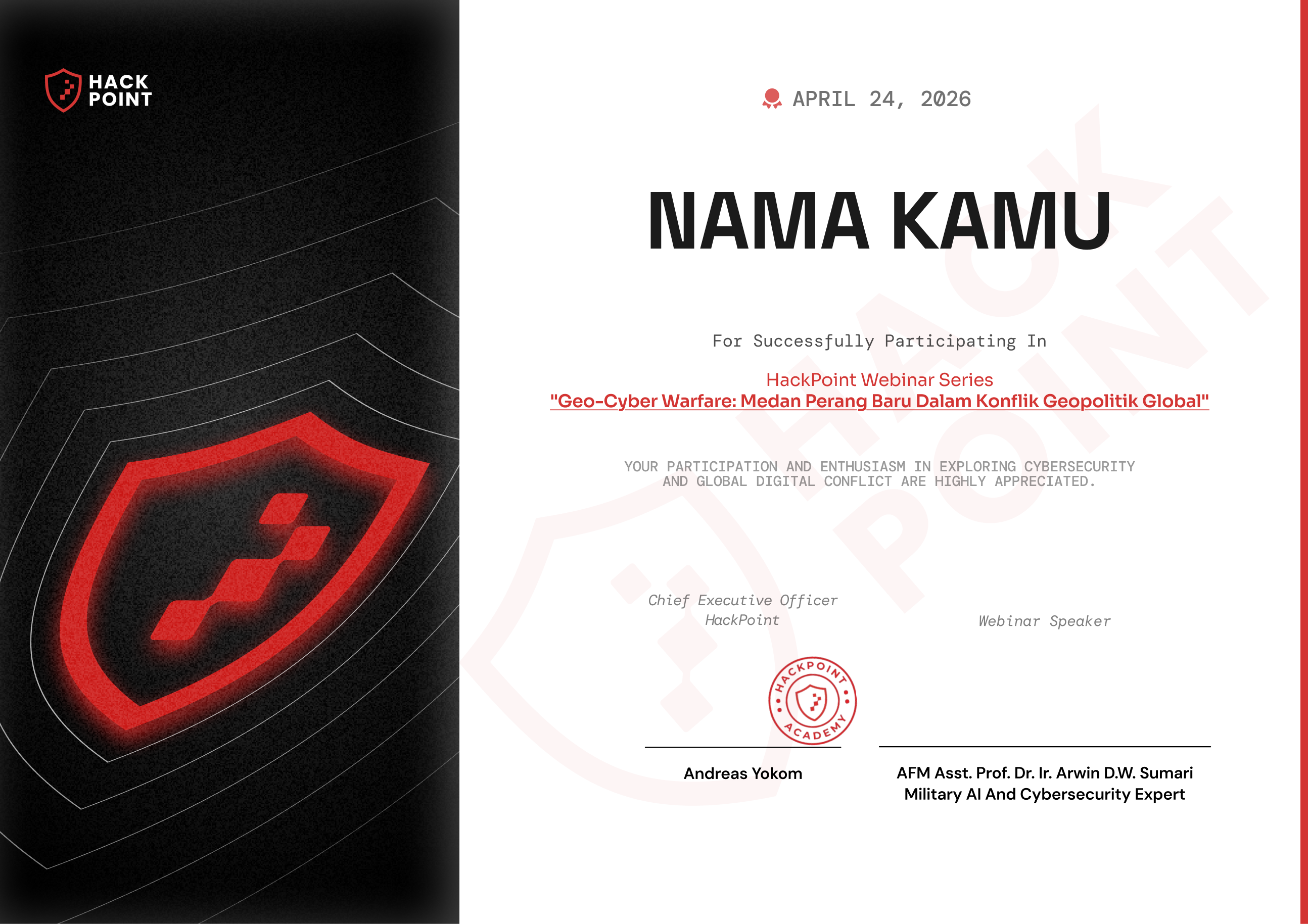 Certificate Preview - GEO-CYBER WARFARE: Medan perang baru (Materi & Certificate)